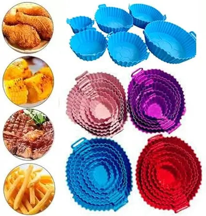 6 Kit AirFryer Air Fryer Capas Protetoras Redondas de Silicone e Forno Fritadeira Elétrica Cozinha Praticidade