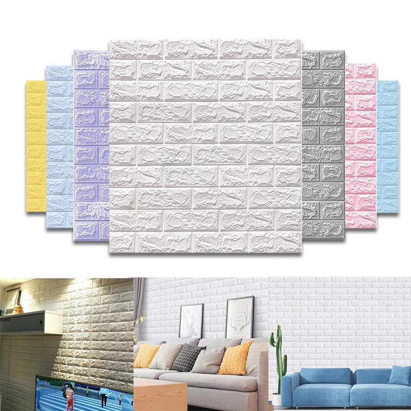 77cm*70cm 3D Papel de Parede Autoadesivo Tijolo À Prova D'Água Adesivos de Parede Retro Sala de Estar Adesivos de Parede Quarto Decoração de Casa