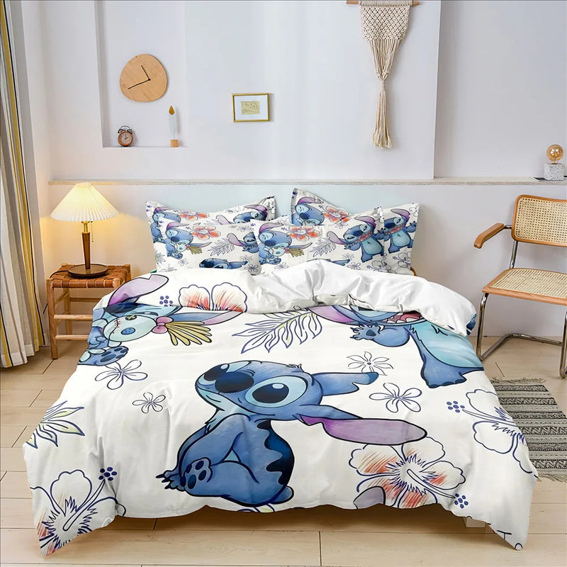 Conjunto de cama de ponto de anime 3D desenho animado impresso colcha capa de edredom conjunto fronha quarto infantil decoração confortável para casa