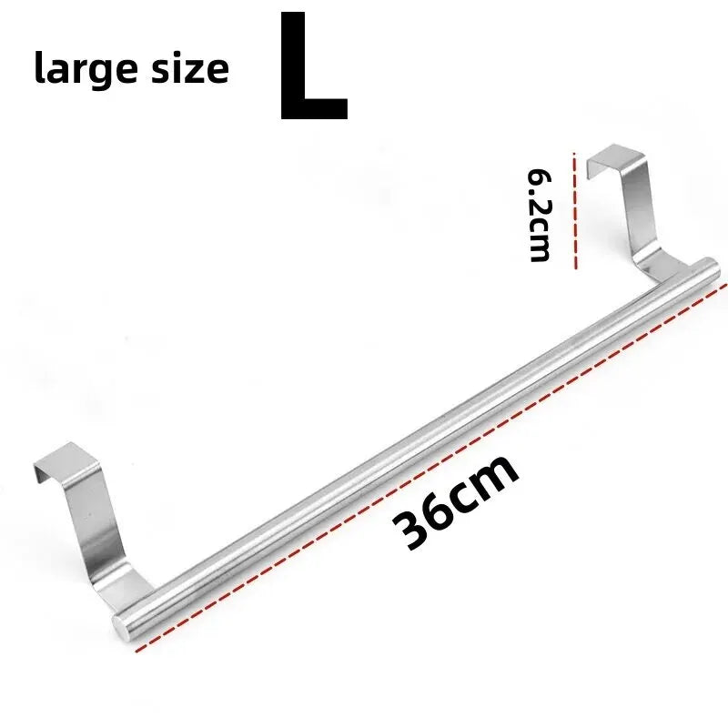 Toalheiro sobre a porta, suporte para pendurar toalhas, armário de cozinha e banheiro em aço inoxidável, porta-toalhas