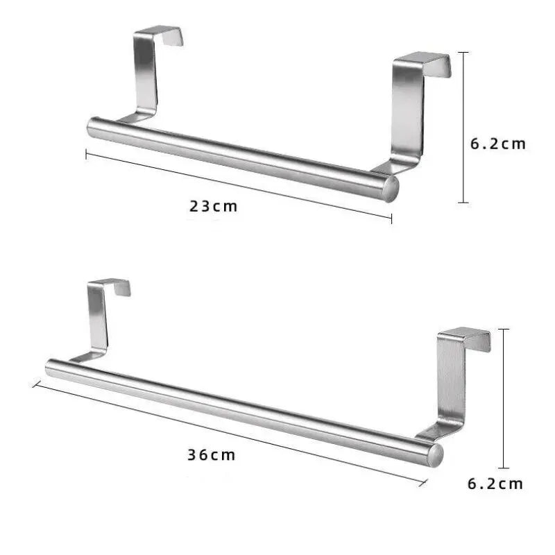 Toalheiro sobre a porta, suporte para pendurar toalhas, armário de cozinha e banheiro em aço inoxidável, porta-toalhas