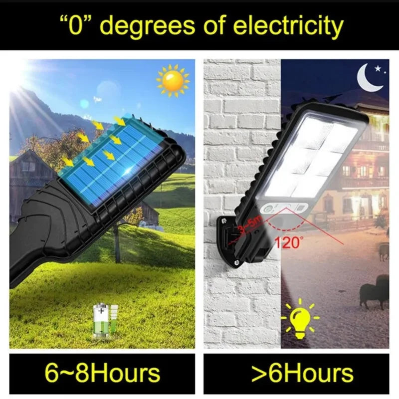 Luminária de parede solar externa LED para pátio com sensor de movimento à prova d'água de 3 modos, iluminação de segurança, luzes de rua para caminho de pátio de jardim