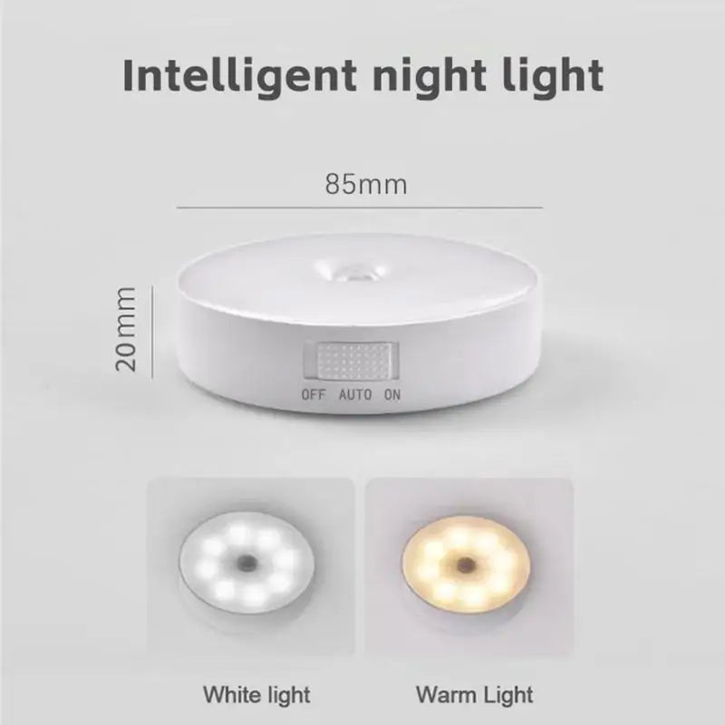 Lâmpada noturna LED inteligente com sensor de corpo humano, iluminação automática de emergência, carregamento USB, sem fio, sucção magnética, uso noturno