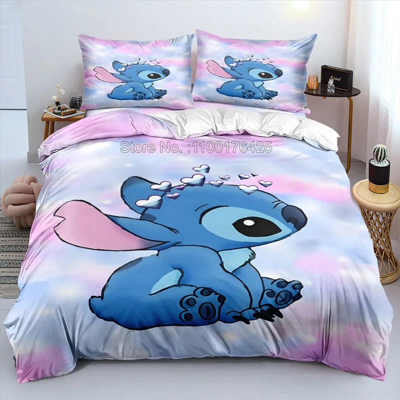 Conjunto de cama de ponto de anime 3D desenho animado impresso colcha capa de edredom conjunto fronha quarto infantil decoração confortável para casa